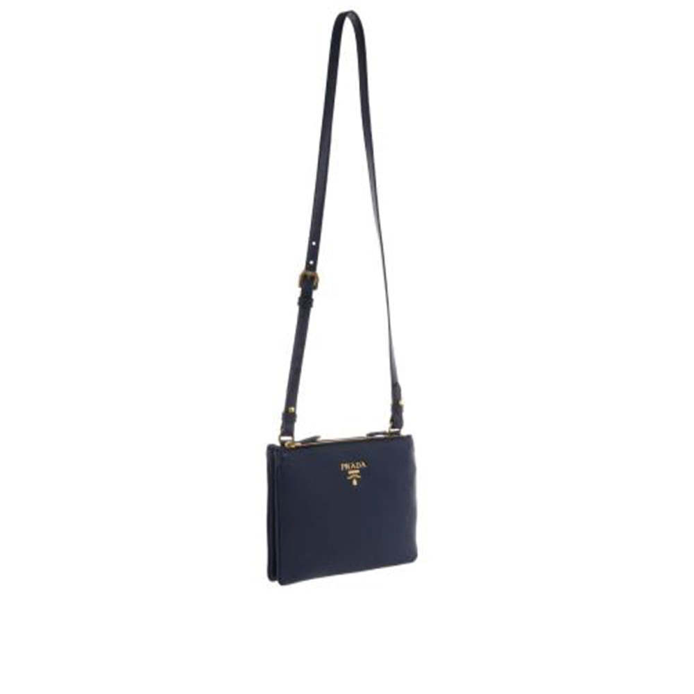 Prada Navy Blue Vitello Phenix Bandoliera Leather Crossbody Bag - Picture 2 of 8